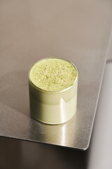Peaceful Matcha On Contemporary Table, Serene Matcha Tea Presented Within Minimalist Modern Environment
