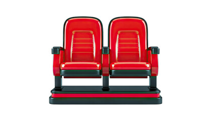 Red Cinema Seats Isolated on White Background