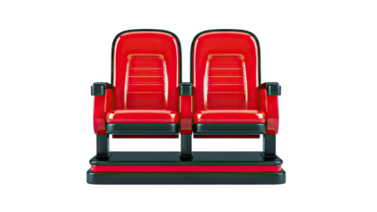 Red Cinema Seats Isolated on White Background