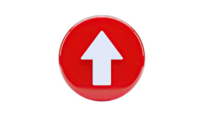 Red Circle with White Arrow Pointing Up on White Background