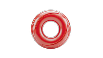 Red Donut-Shaped Object Isolated on White Background