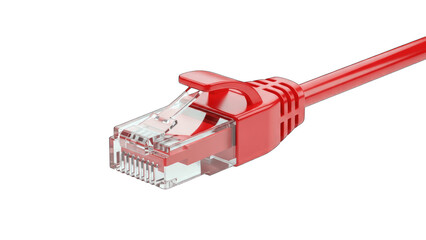Red Ethernet Cable Connector Isolated on White Background