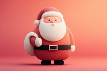 3D illustration of a cheerful Santa Claus character with a red suit and white beard