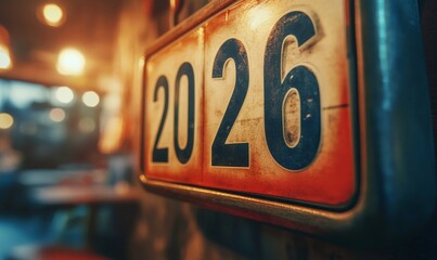Old flip calendar displaying the year 2026, symbolizing the future, upcoming changes, and the passage of time