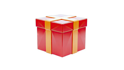 Red Gift Box with Gold Ribbon on White Background