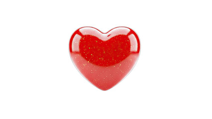 Red Glitter Heart on White Background