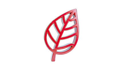 Red Leaf Symbol on White Background