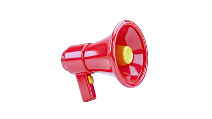 Red Megaphone Announcing on White Background