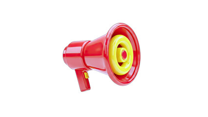 Red Megaphone Announcing on White Background