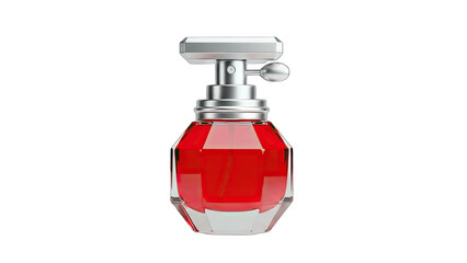 Red Perfume Bottle Isolated on White Background