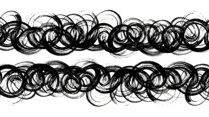 Dynamic black brushstroke borders with swirling patterns on a white background