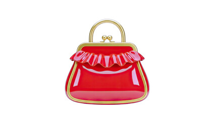 Red Purse with Gold Trim on White Background