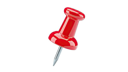 Red Push Pin Isolated on White Background