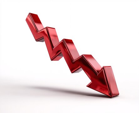 Red Arrow Pointing Downward on Blue Background