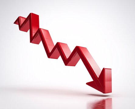 Red Arrow Pointing Downward on Blue Background