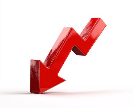 Red Arrow Pointing Downward on Blue Background