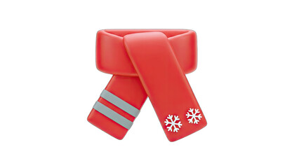 Red Scarf with Snowflakes Isolated on White Background