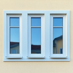 Obraz premium Three windows with white frames and clear glass