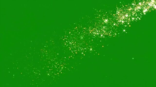Glittering trail dissipates with sparkling particle trails slowly fading effect green screen particle effects style featuring