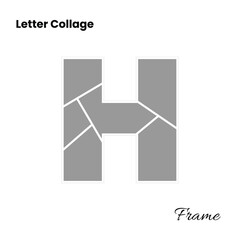 Decorative Letter H Photo Collage Frame for Clean Typography Artwork