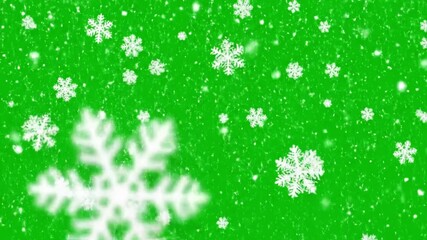 Snowflakes settle on a frozen lake surface with subtle snow flurry drifting on effect green screen snow simulations style featuring