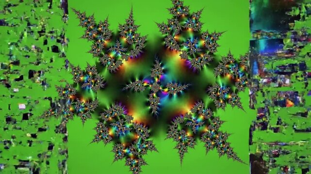 Cracked green screen fragment with blocky pixelation forming and dissolving effect green screen data corruption effects style