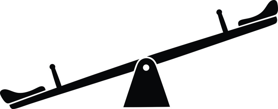 A simple black and white illustration of a traditional seesaw design