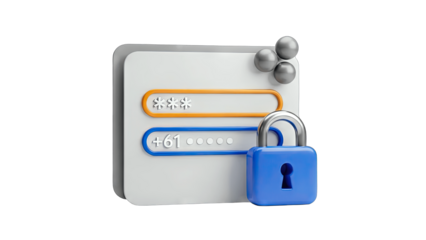 Secure Login Concept: Padlock Protecting Password and Phone Number