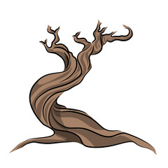 Gnarled and Twisted Old Dead Tree Trunk Vector Illustration Isolated on White Background