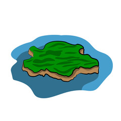 Vector illustration of a small green island surrounded by blue ocean water isolated