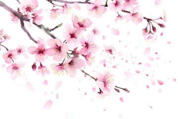 Fototapeta premium 満開の桜の水彩イラスト