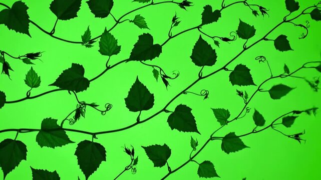 Subtle Growth Unfolds with minimalist vines growing subtly in effect ad_ready green screen growing vines style featuring green