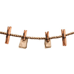 watercolor illustration of a simple rope clothesline with wooden pegs rustic neutral style cozy neutral watercolor style isolated on white clipart