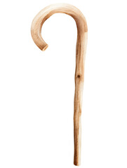 cute minimal watercolor clipart of a wooden shepherds staff gently curved nativity clipart minimal shadows flat watercolor look soft pastel tones clean shapes handpainted texture isol