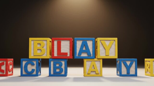 Arrangement of Wooden Blocks Spelling the Word Play, Childhood Concept