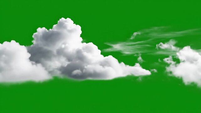 Softly drifting cirrus clouds on sunny morning with slow motion clouds drifting softly on effect green screen cloudscapes style