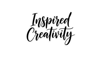 Hand-Lettered 'Inspired Creativity' Text on White Background Graphic Resource