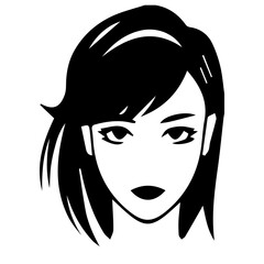 Stylish vector portrait illustration of a beautiful girl with elegant hairstyle and fashion look