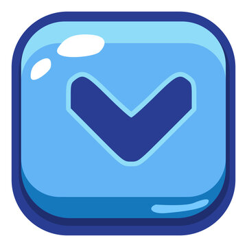 Blue Checkmark Down Icon Button