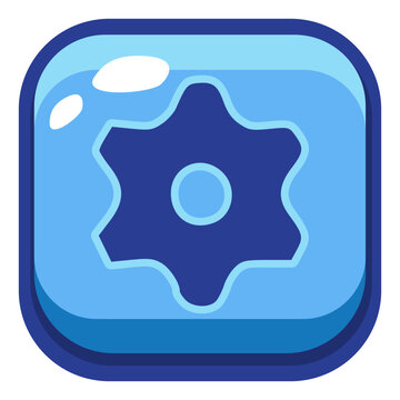 Blue Gear Settings Icon Button
