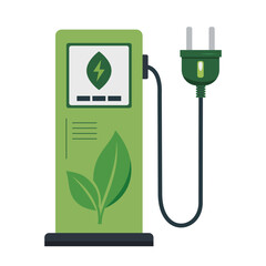 Green electric vehicle charging station with eco-friendly design and modern features