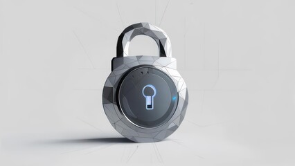 Modern, polygonal padlock,  digital key