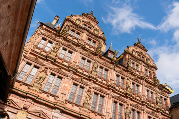 Heidelberg Castle Friedrich Wing.The Friedrich Wing main baroque facade of Heidelberg Castle Baden Wurttemberg.
