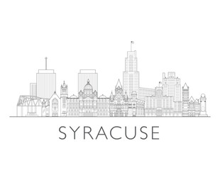 Naklejka premium Syracuse New York cityscape illustration skyline drawing