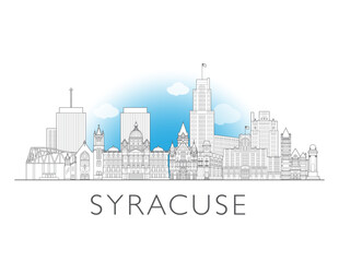 Syracuse New York cityscape illustration skyline drawing