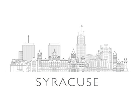 Syracuse New York cityscape illustration skyline drawing