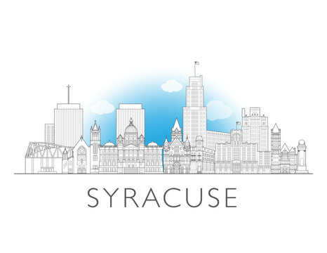 Syracuse New York cityscape illustration skyline drawing