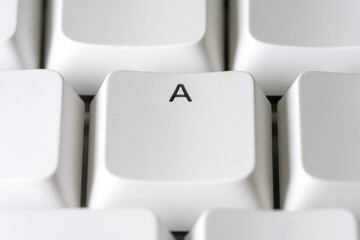 白いキーボードのAキー接写