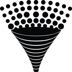 Funnel shape created by rows of abstract blue and purple gradient circles, digital art concept