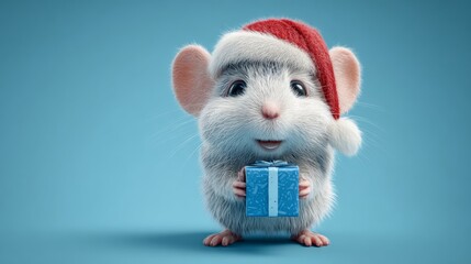Santa&acirc;&euro;&trade;s little helper: a mouse&acirc;&euro;&trade;s merry holiday adventure. High resolution. Christmas glow: a mouse baby's delightful holiday showcase. Editorial style. Commercial image.